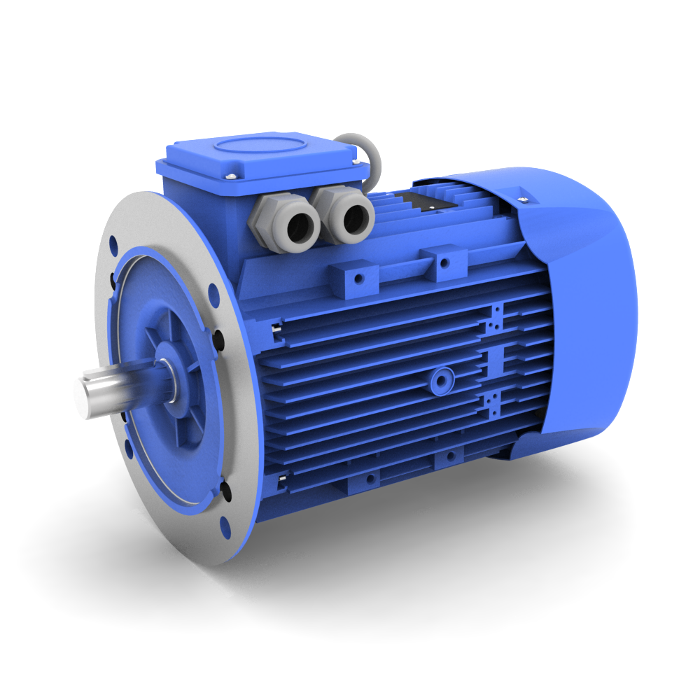 ELSTO Q3E-serie aluminium draaistroommotor IE3 bouwvorm B5 schuin voor aanzicht