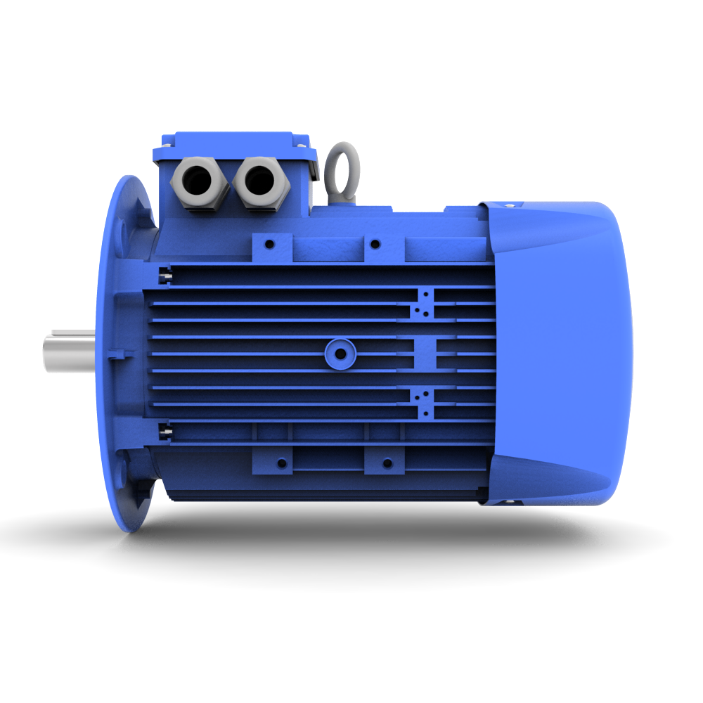 ELSTO Q3E-serie aluminium draaistroommotor IE3 bouwvorm B5 rechter aanzicht