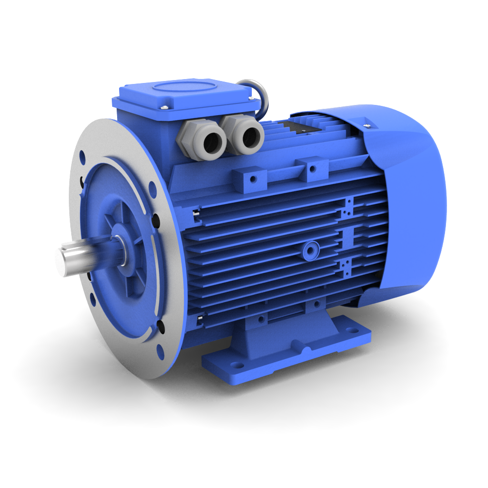 ELSTO Q3E-serie aluminium draaistroommotor IE3 bouwvorm B3/B5 schuin voor aanzicht