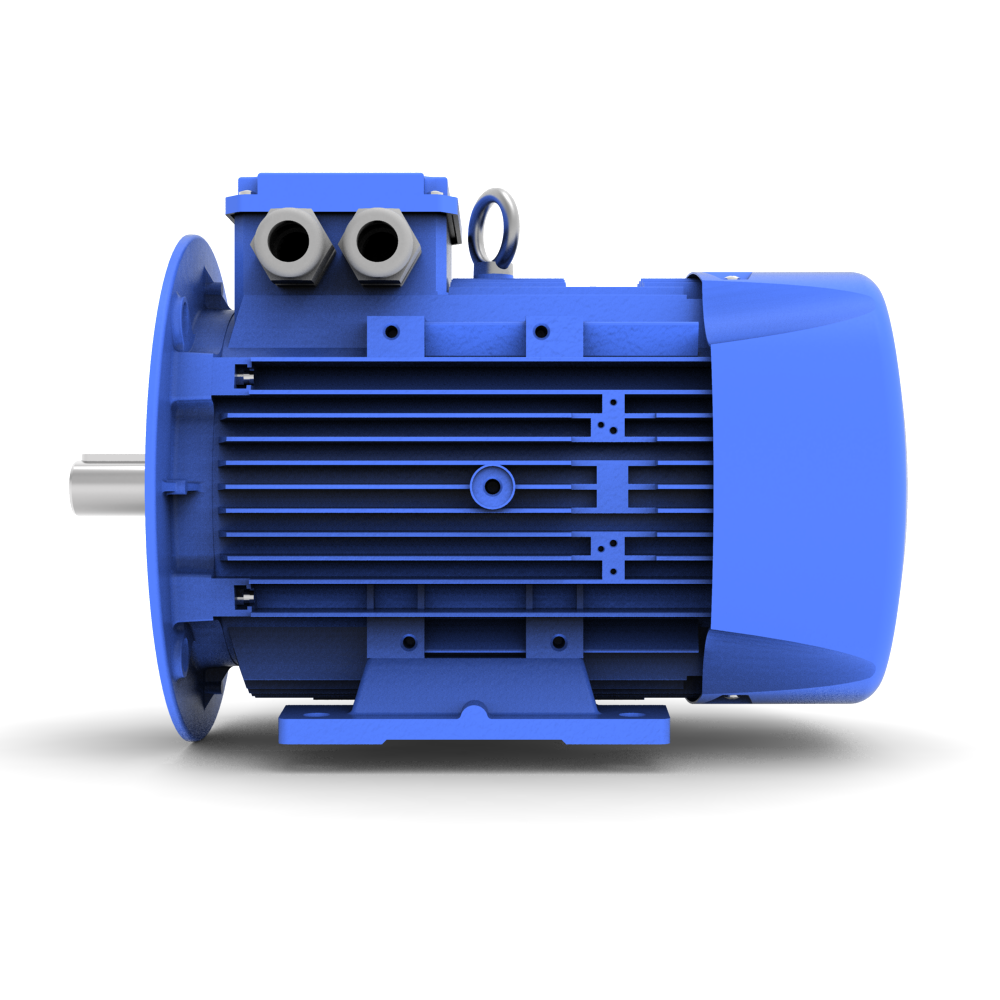 ELSTO Q3E-serie aluminium draaistroommotor IE3 bouwvorm B3/B5 rechter aanzicht