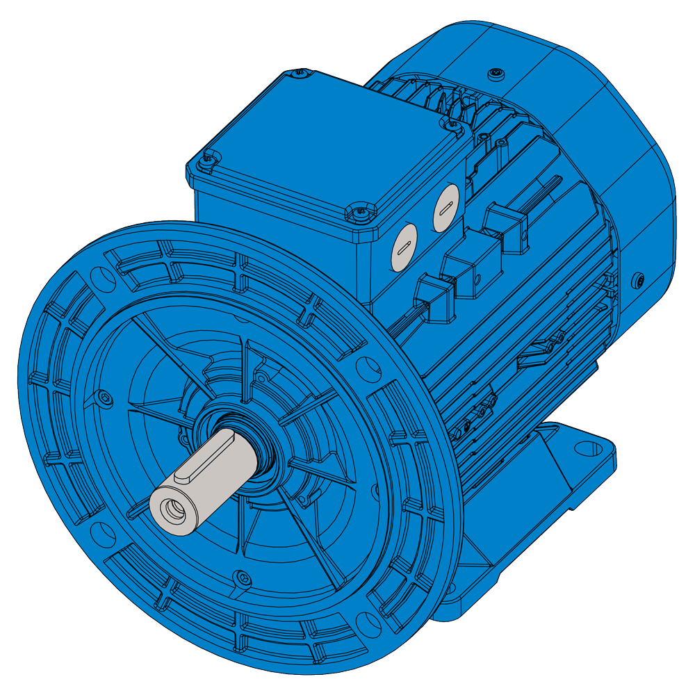 Afbeelding ELSTO aluminium draaistroommotor ExH-serie IEC 100L bouwvorm voet B3 flens B5