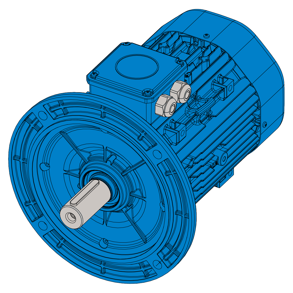 Afbeelding ELSTO aluminium draaistroommotor ExH-serie IEC 132M bouwvorm flens B15